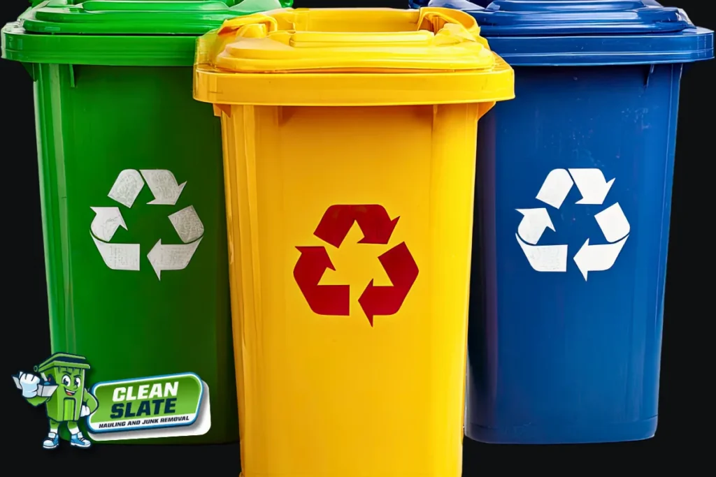Recycling bins for eco-friendly junk removal and disposal in Vancouver, WA