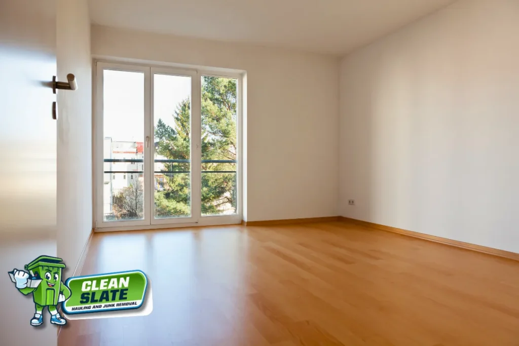 Empty, cleared-out apartment ready for move-out inspection