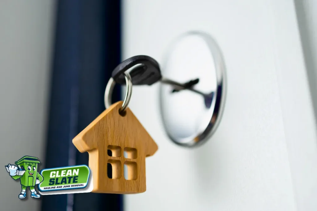 Keys in the door of a rental property between tenants
