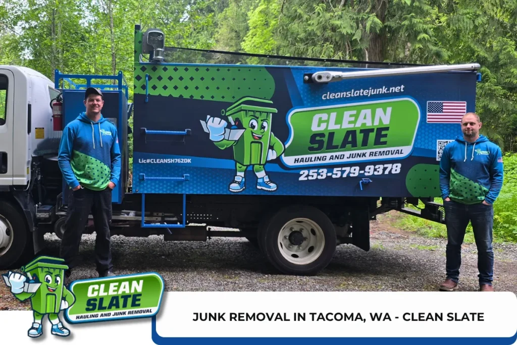 Clean Slate Hauling and Junk Removal crew with their truck in Tacoma, WA
