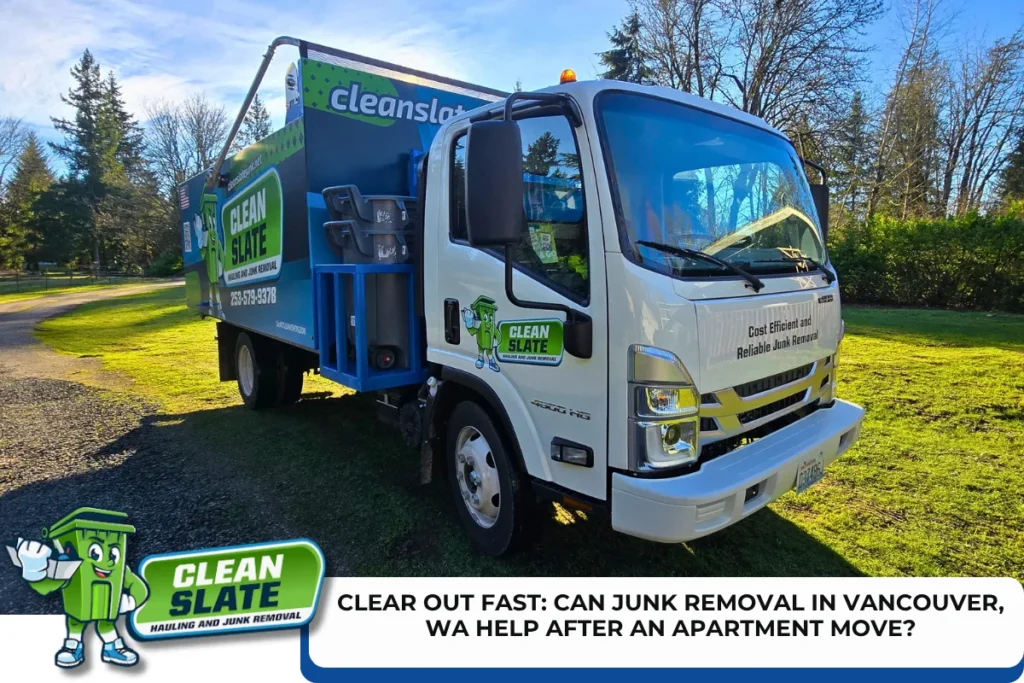 Clean Slate junk removal truck for apartment move cleanouts in Vancouver, WA