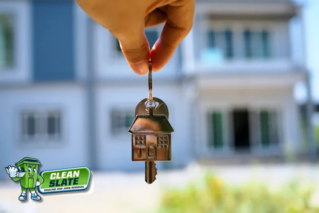 Property manager holding apartment keys before coordinating a cleanout in Vancouver, WA